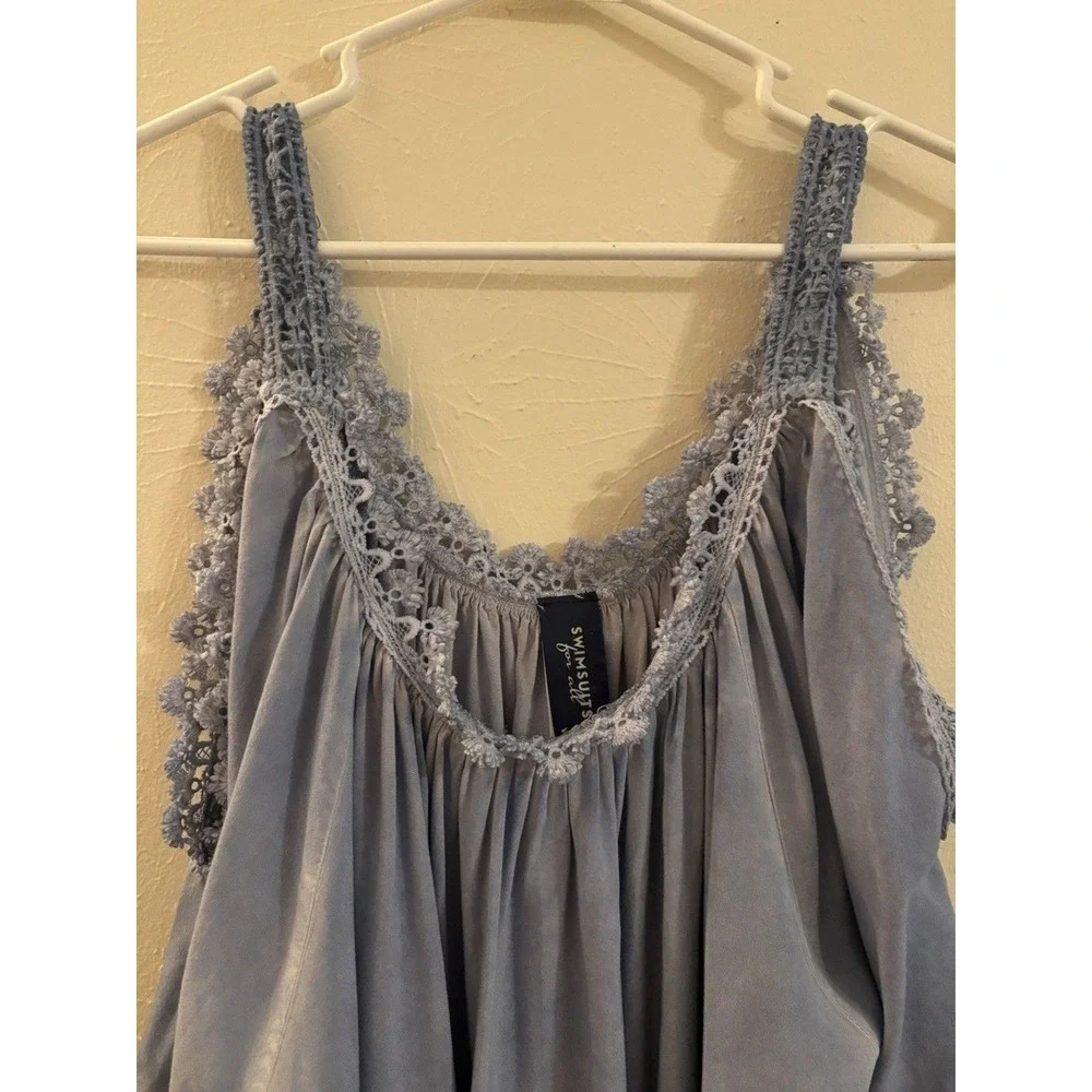 Swimsuits For All Blue Cold Shoulder‎ Crochet Lace Cover Up Dress Women 18/20